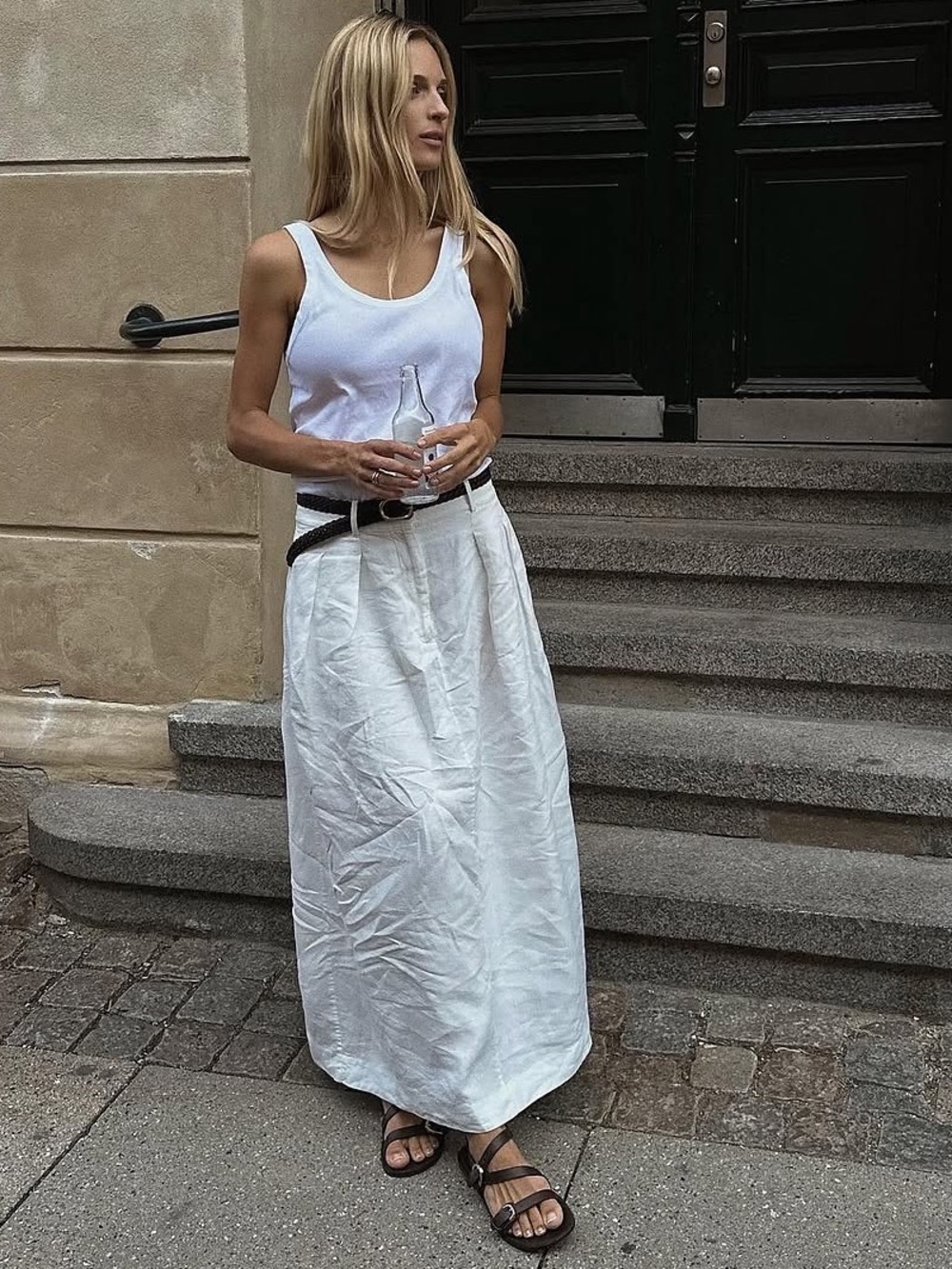 Jenni Kayne Annabel Linen Midi-Skirt in Ivory XL